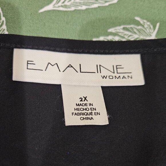 BLACK CHIFFON & LACE DRESSY BLOUSE TUNIC       2X - Picture 4 of 5